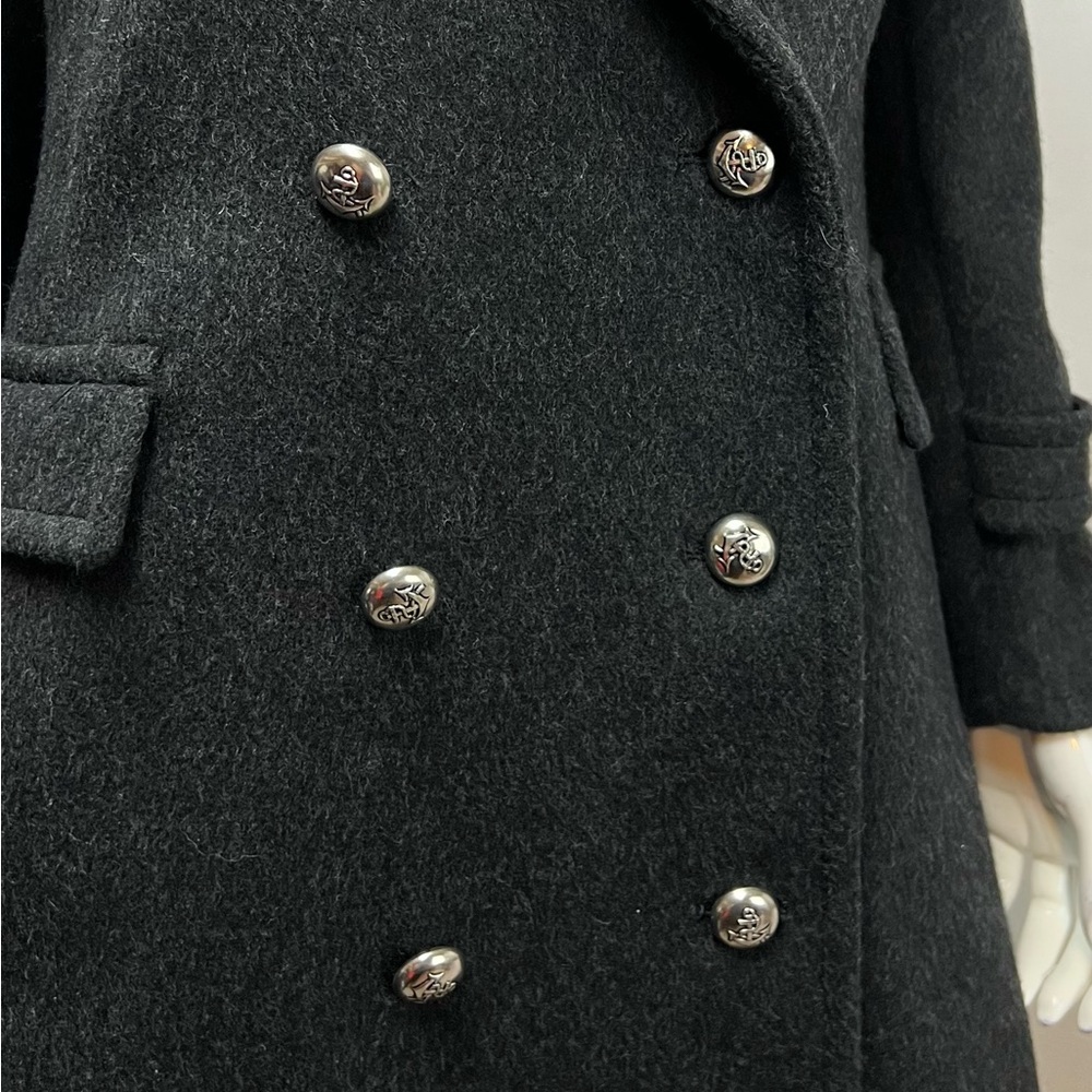 Vintage Women’s 8 Evan-Picone Charcoal Gray Wool Double Breasted Long Over Coat - Picture 2 of 8